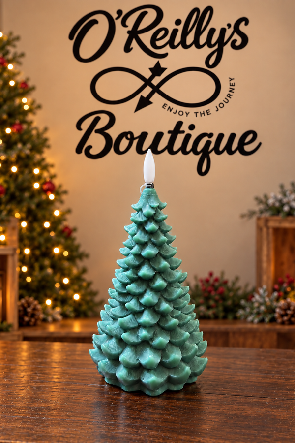 6" Green LED Wax Tree Candle