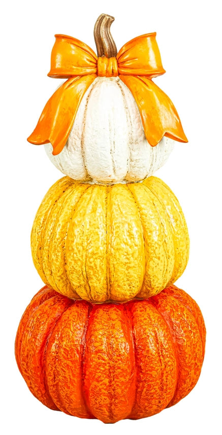 Ribbon Bow Pumpkin Stack Tabletop Decor