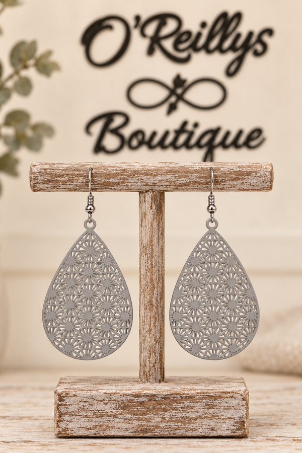 Bleu Olive Silver Drops Earrings