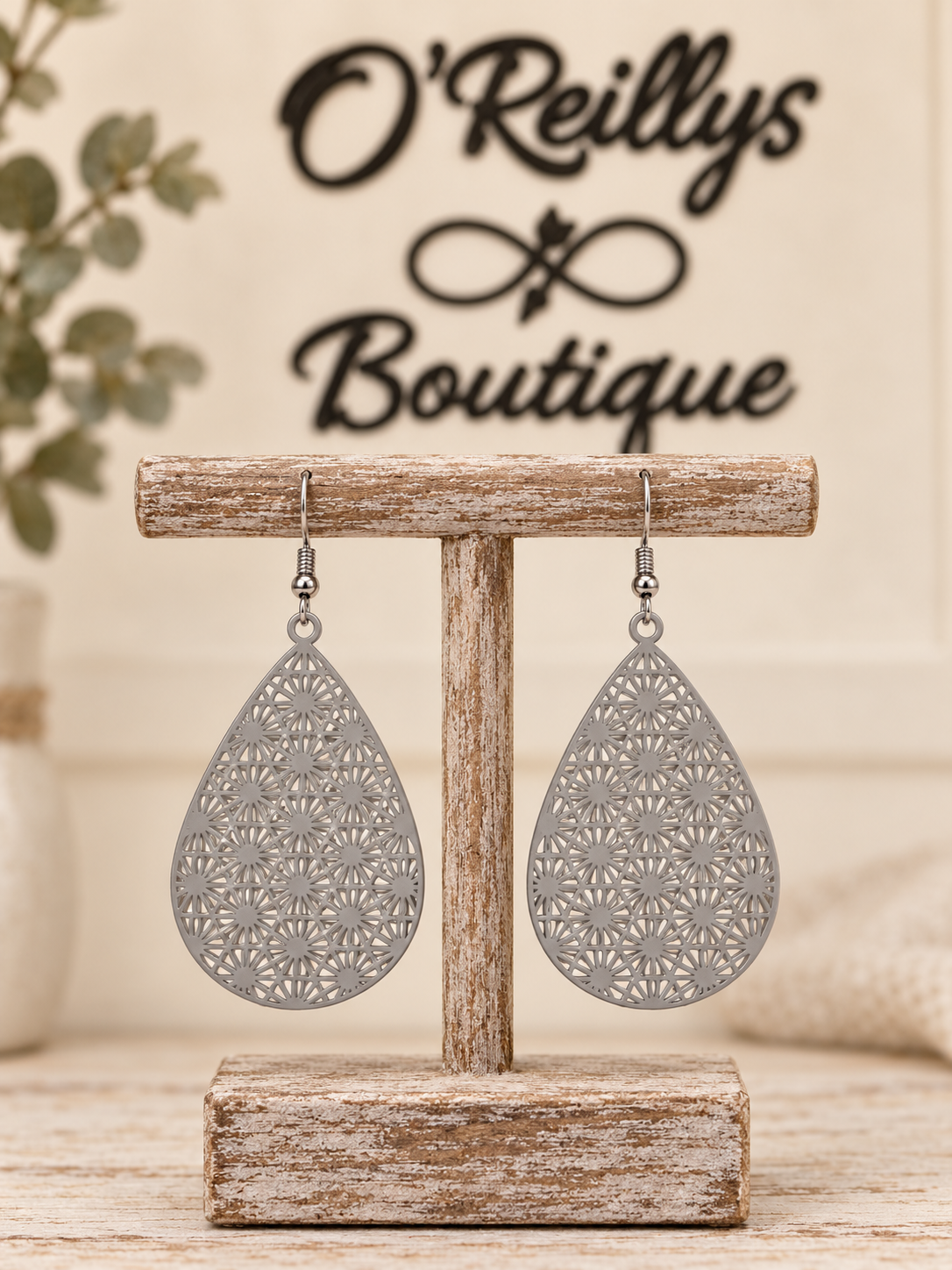 Bleu Olive Silver Drops Earrings