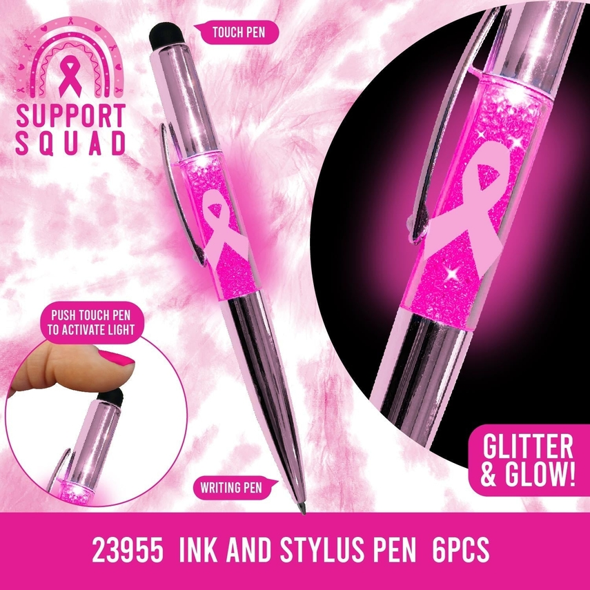Glitter Pen Stylus Breast Cancer Awareness
