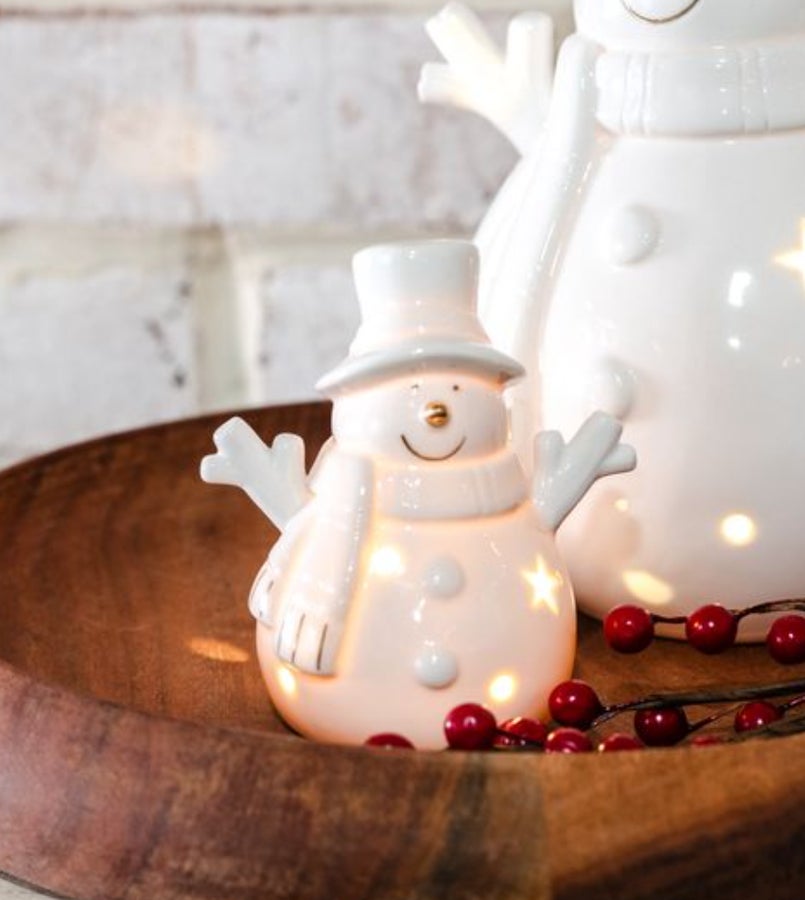 4" White LED Happy Snowman *Final Sale*