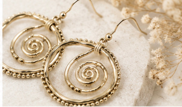 Twist of Fate - Spiral Charm Drop Earrings-Multiple Finishes