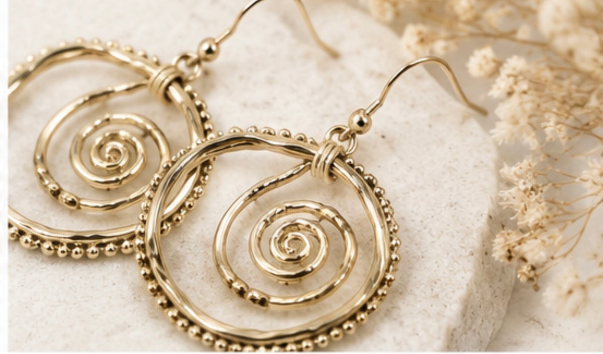 Twist of Fate - Spiral Charm Drop Earrings-Multiple Finishes