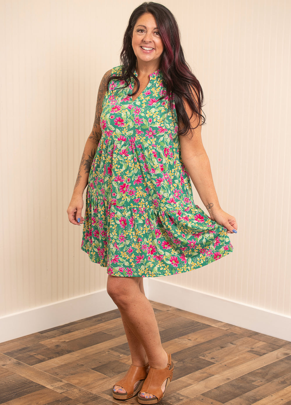 Dear Scarlett Breezy Blooms Lizzy Dress - Kelly Green