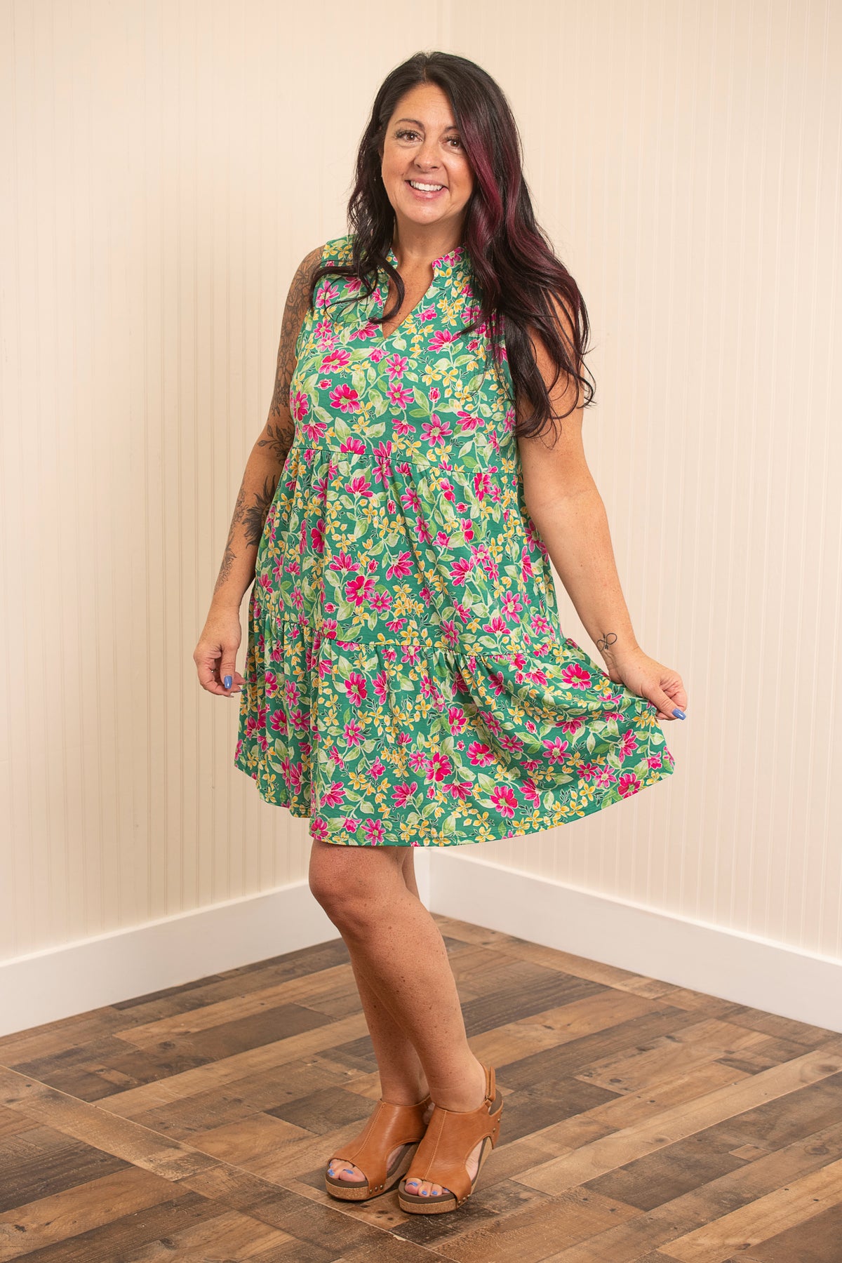 Dear Scarlett Breezy Blooms Lizzy Dress - Kelly Green