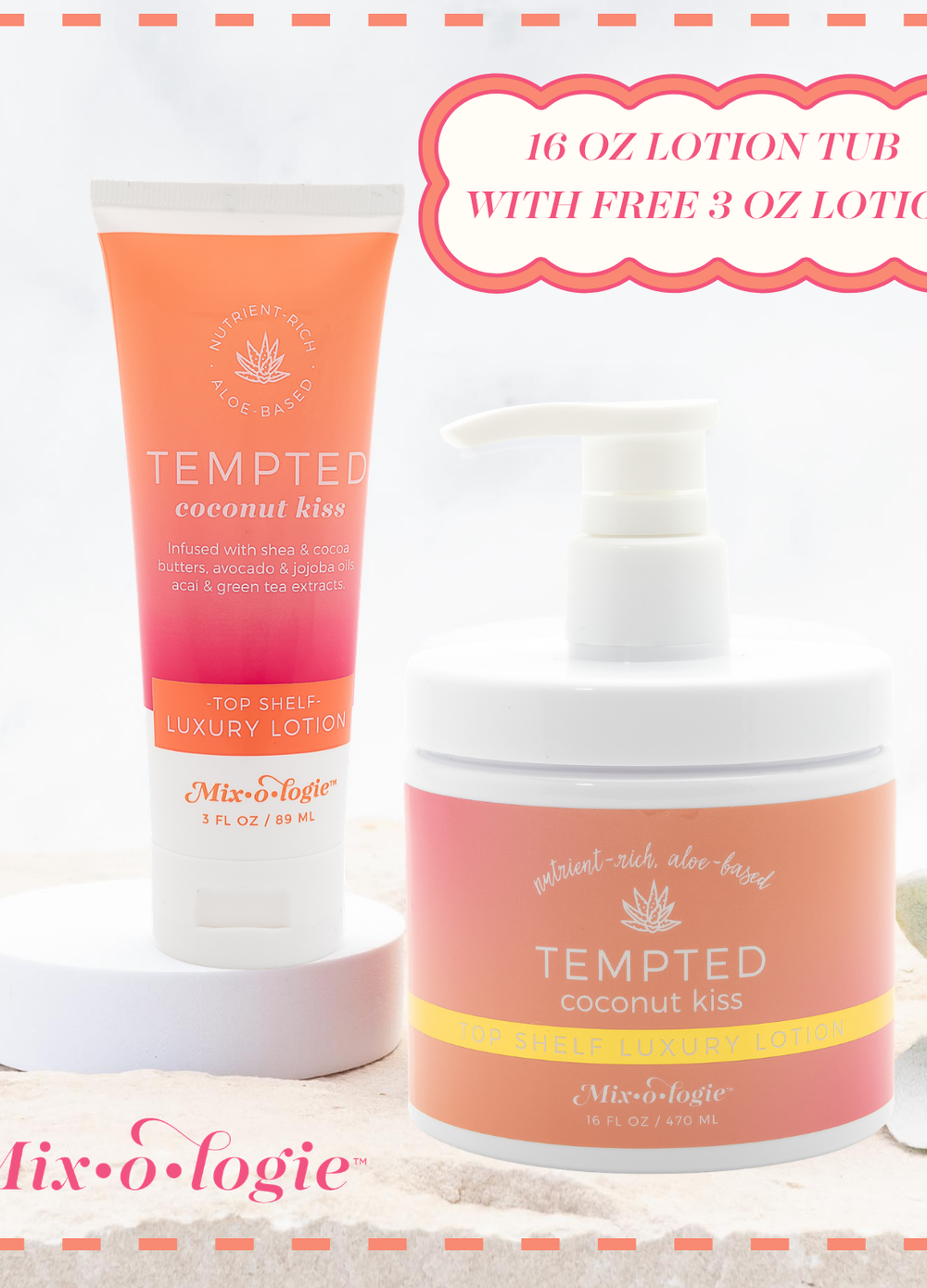 PREORDER- 16 oz. TUB of Top Shelf Luxury Lotion with Free 3 oz Lotion by Mixologie