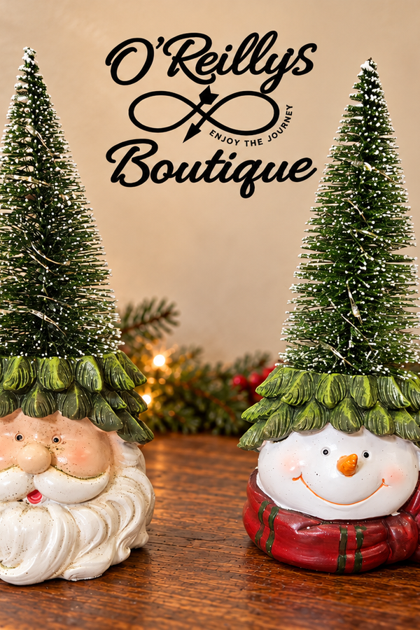 8.07"H B/O Resin Christmas Light W/ Tree - Multiple Designs