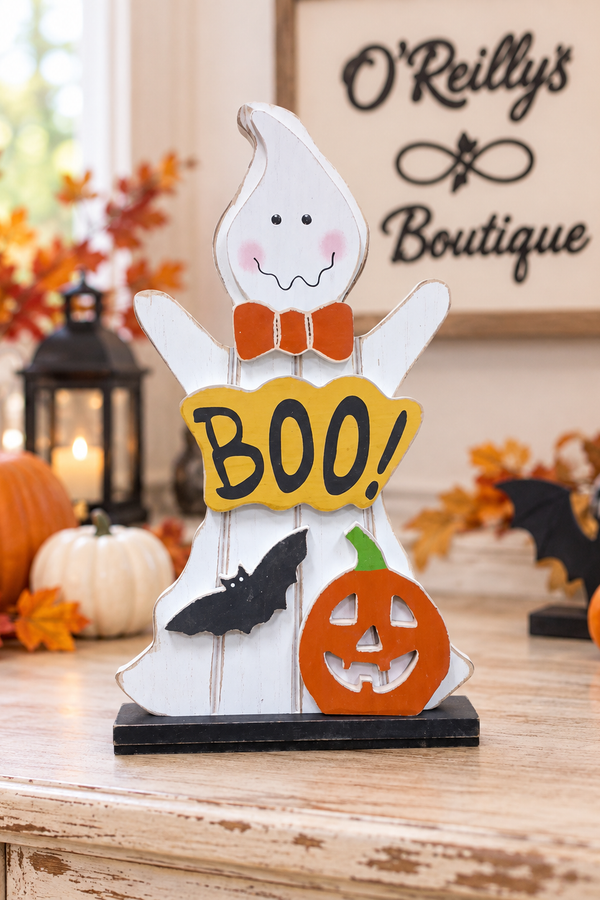 Wood Halloween Ghost Decor