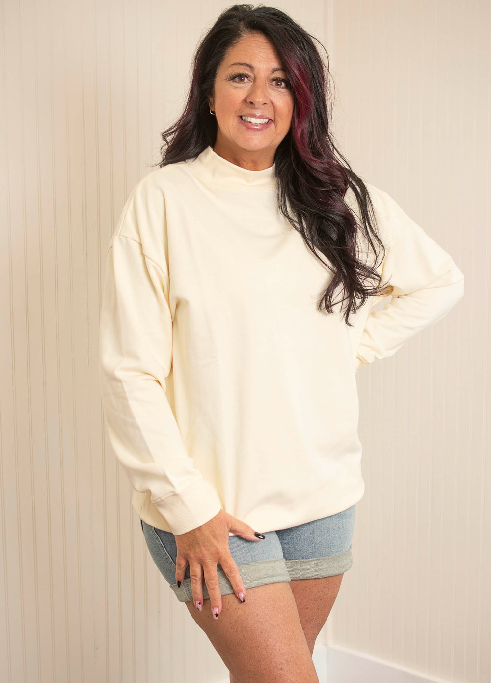 Mock Neck Sweatshirt - Ivory