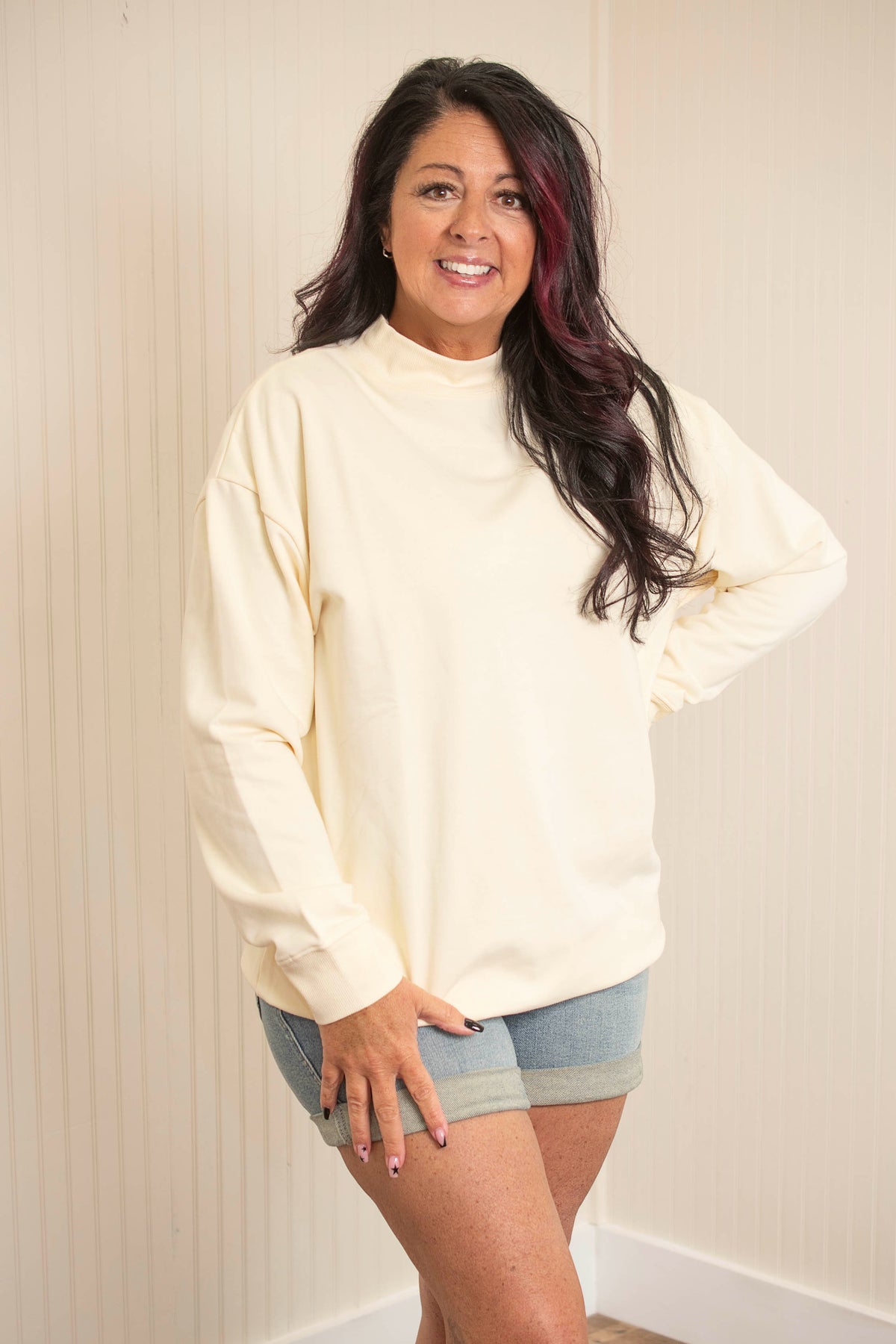 Mock Neck Sweatshirt - Ivory