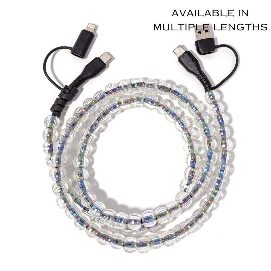 PREORDER- Beaded Phone Charger Bubbles Black