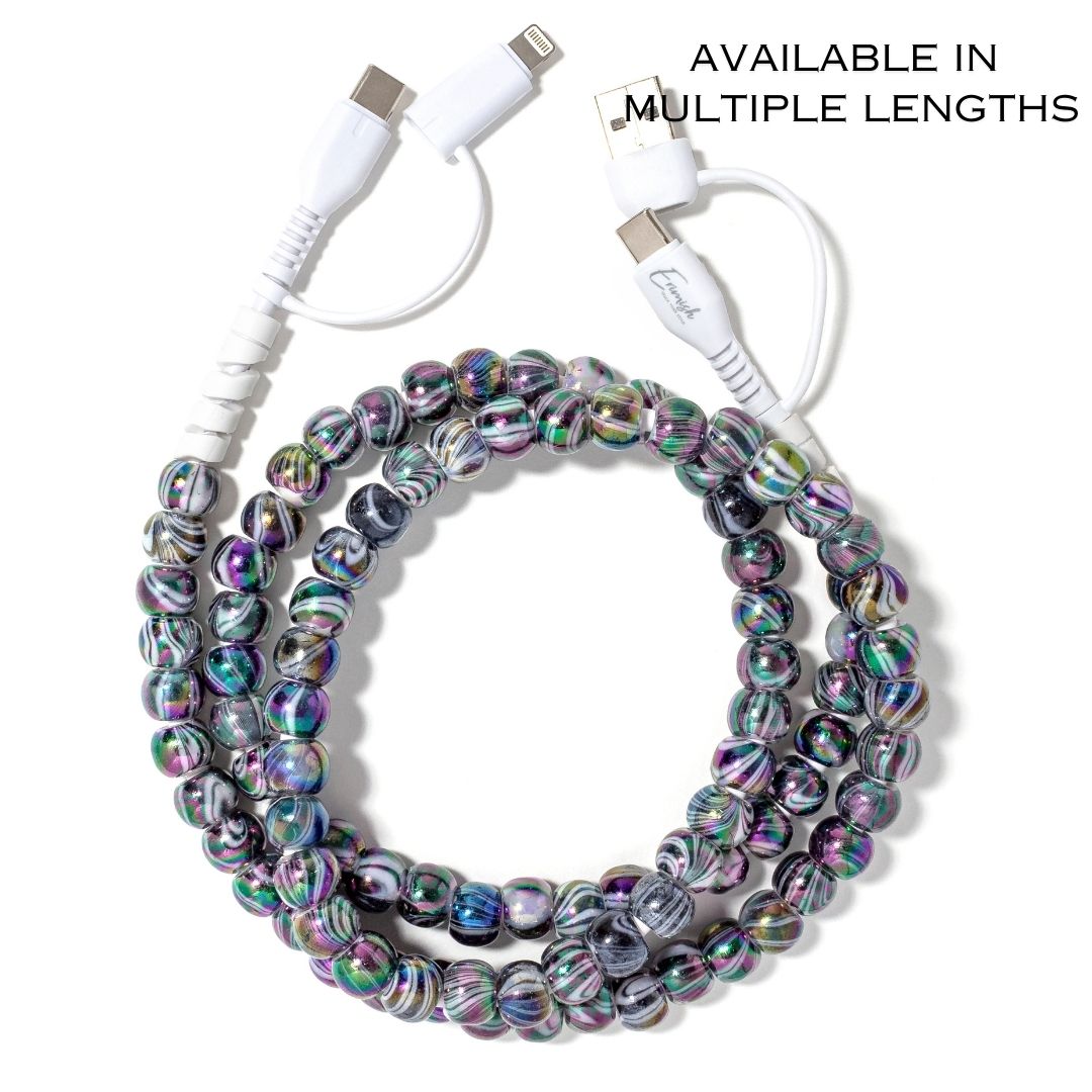 PREORDER- Beaded Phone Charger Marble Black