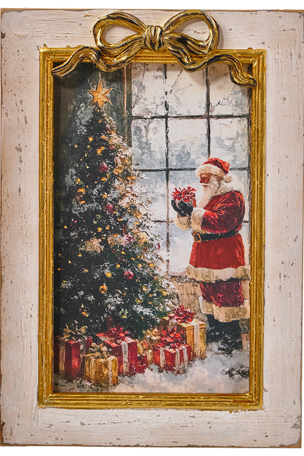 Wood Santa With Tree Picture