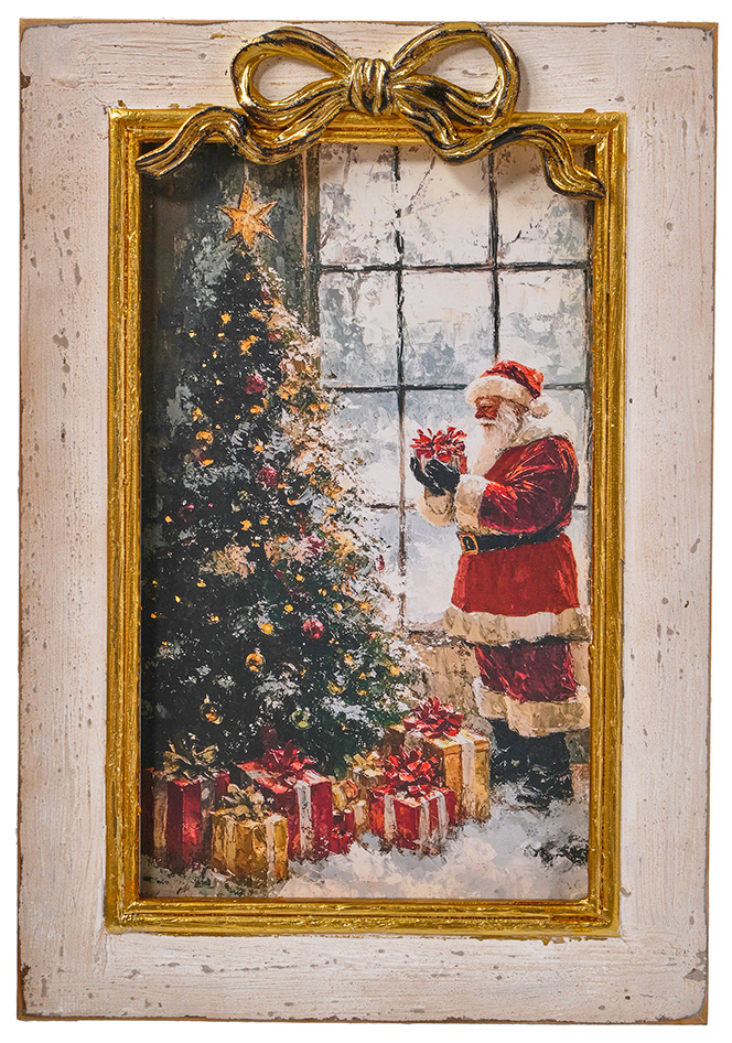 Wood Santa With Tree Picture