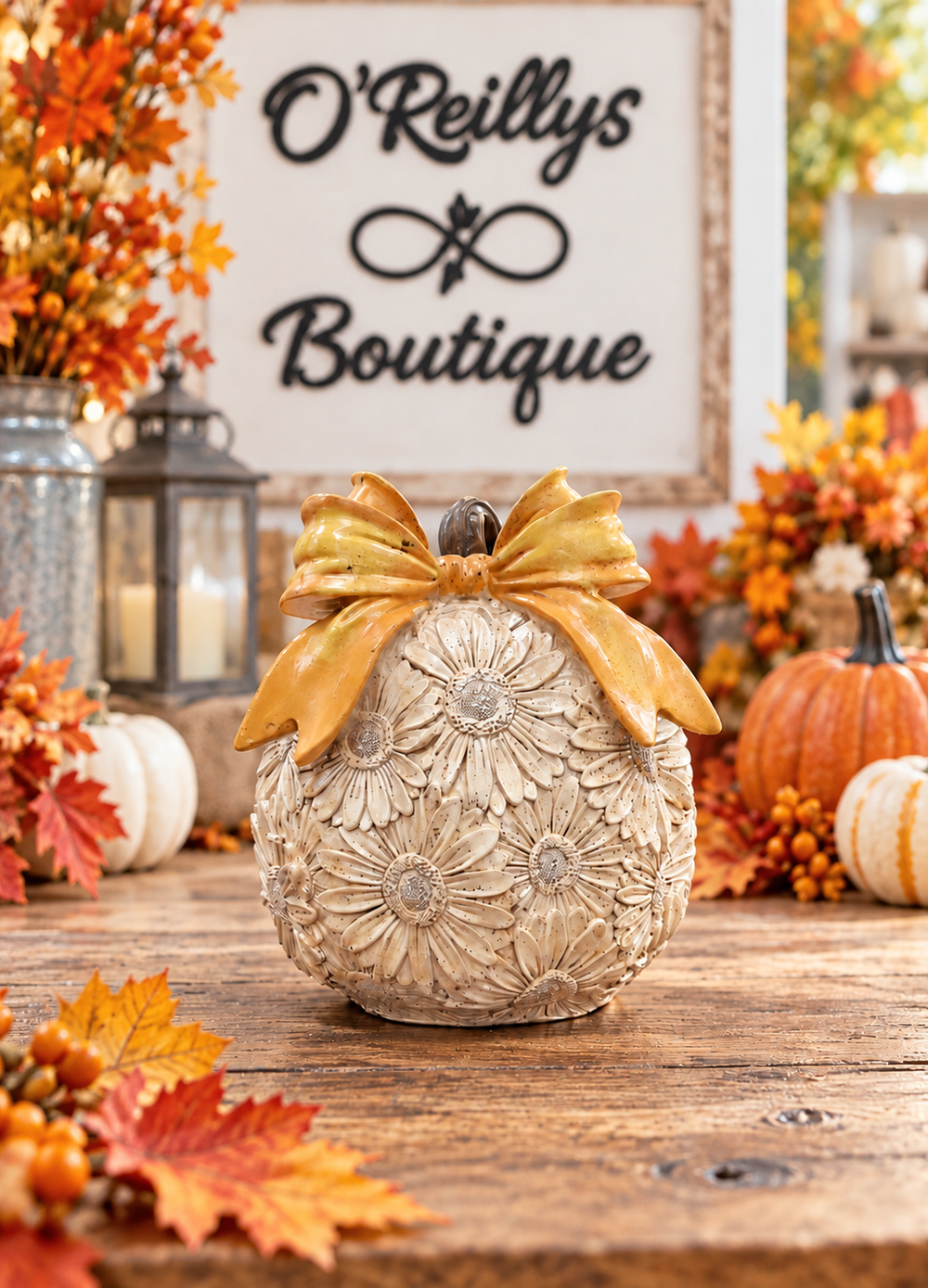 Resin Harvest Pumpkin W/ Bow - Multiple Designs