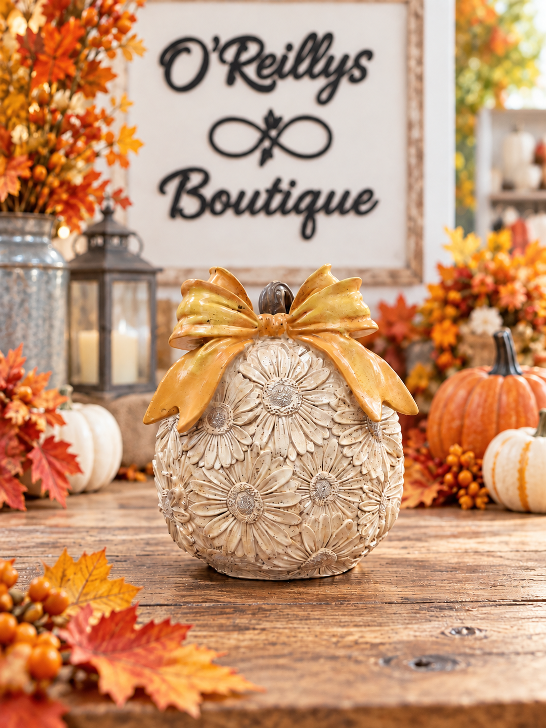 Resin Harvest Pumpkin W/ Bow - Multiple Designs
