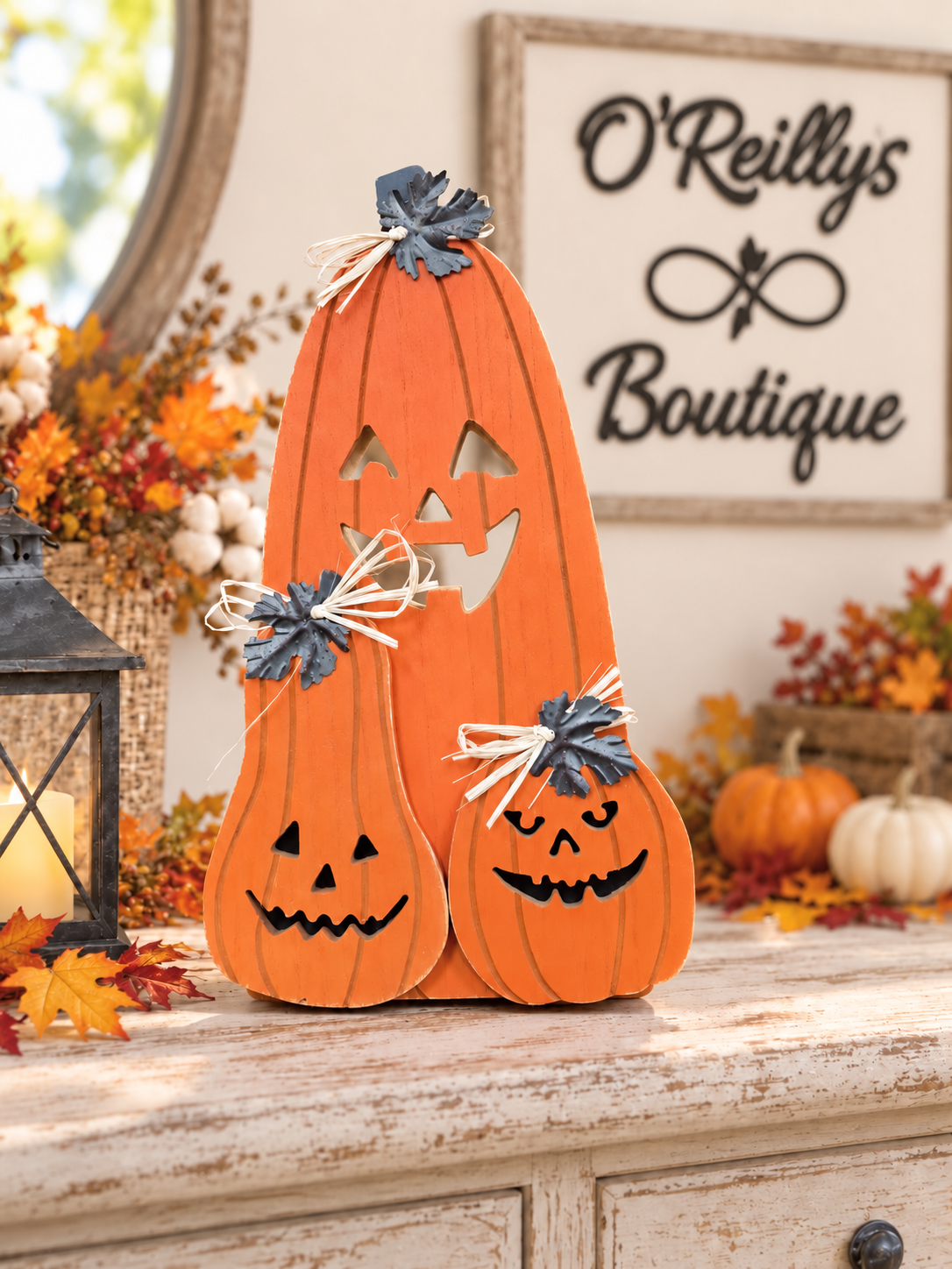 Wood Halloween Pumpkin W/ Easel - Multiple Designs