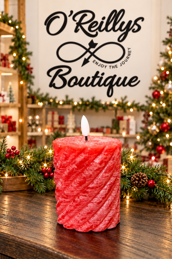 4" LED Twist Pillar Candle - Red
