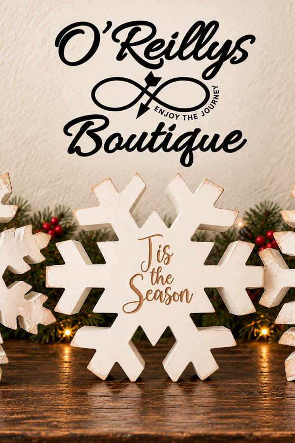Wood Engraved Holiday Design Reversible Snowflake