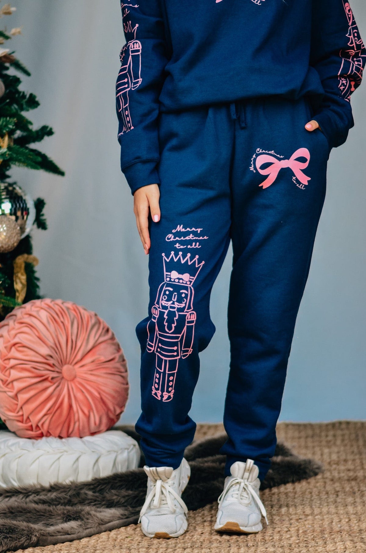 PREORDER- Nutcracker Bows Navy Joggers