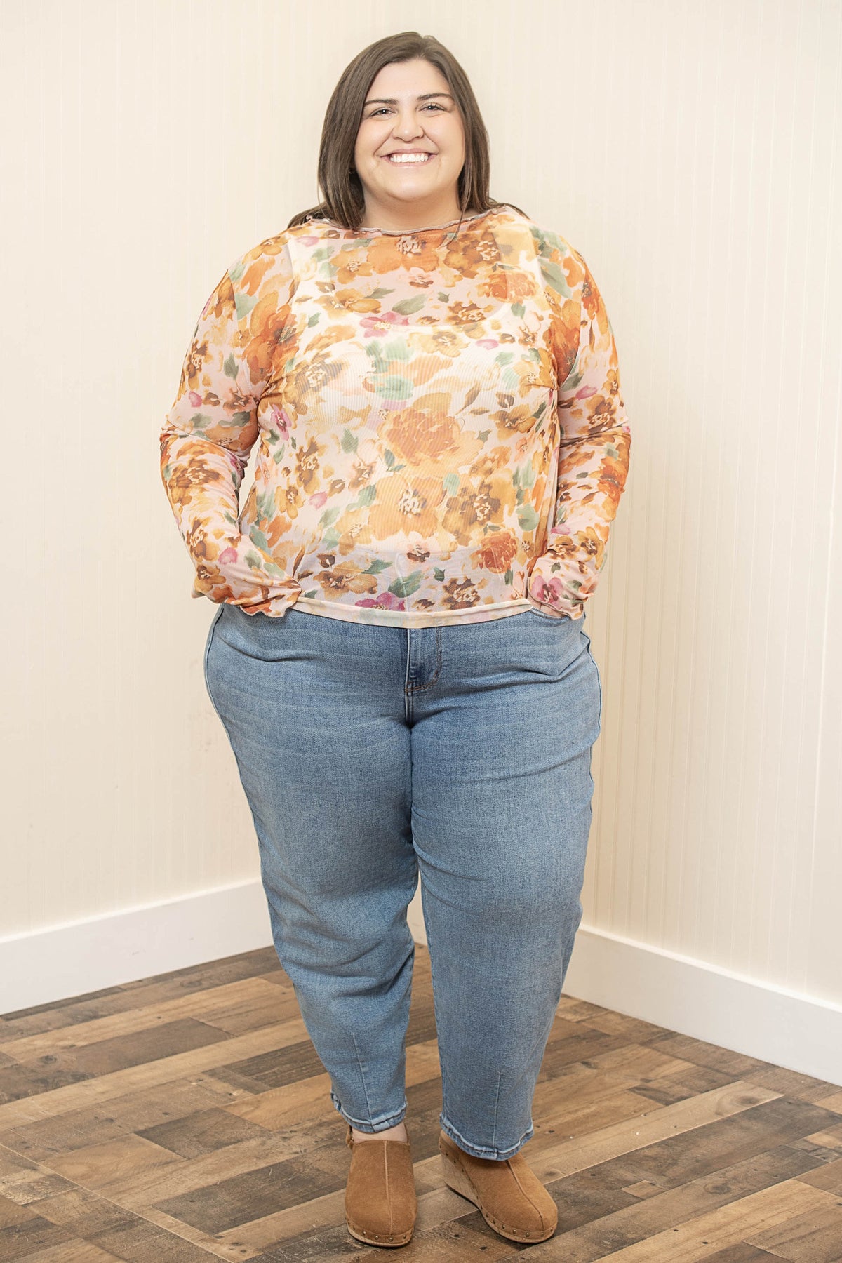 Wildflower Whispers Mesh Top - Rust