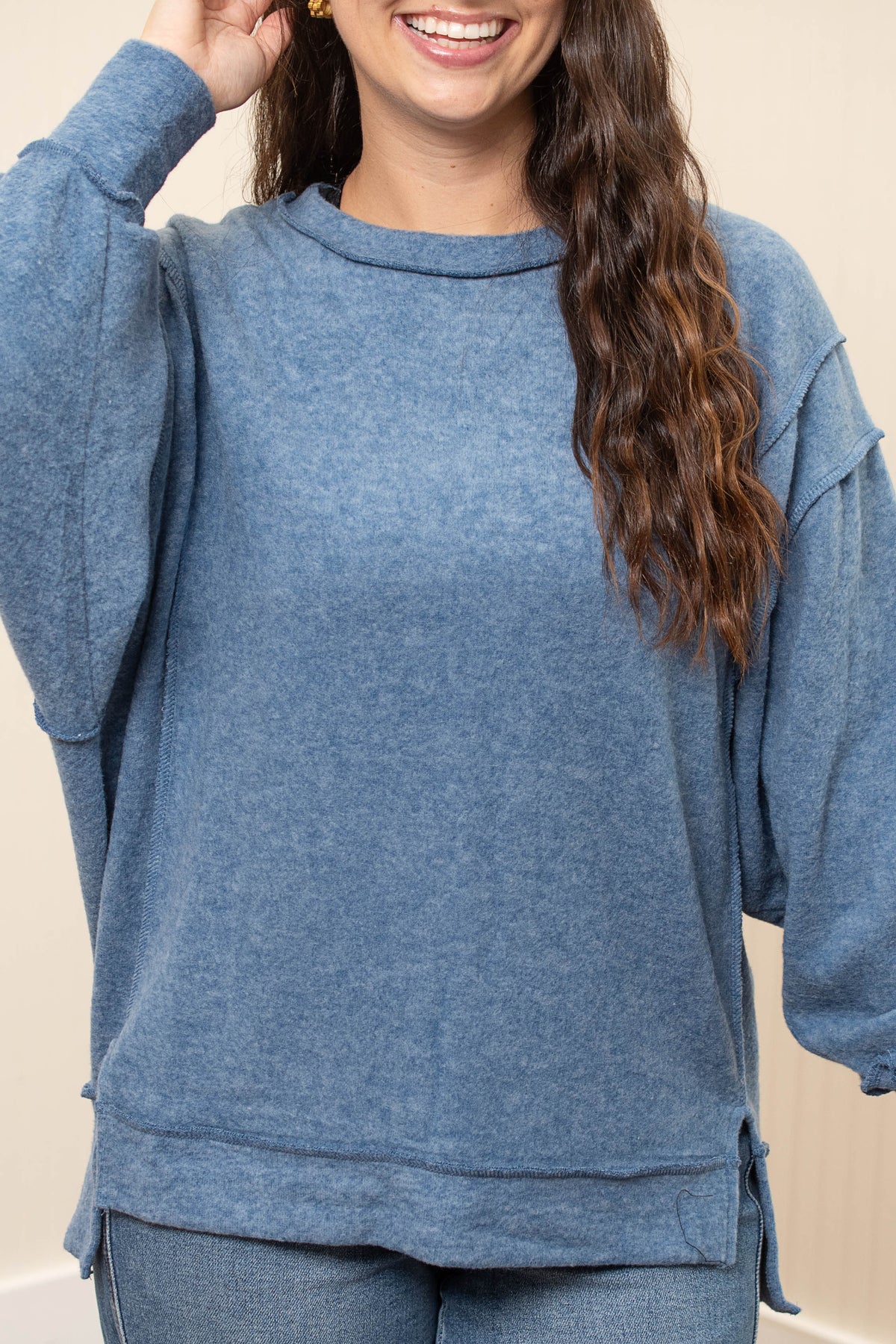 Dusty blue Cozy Crush oversized sweater