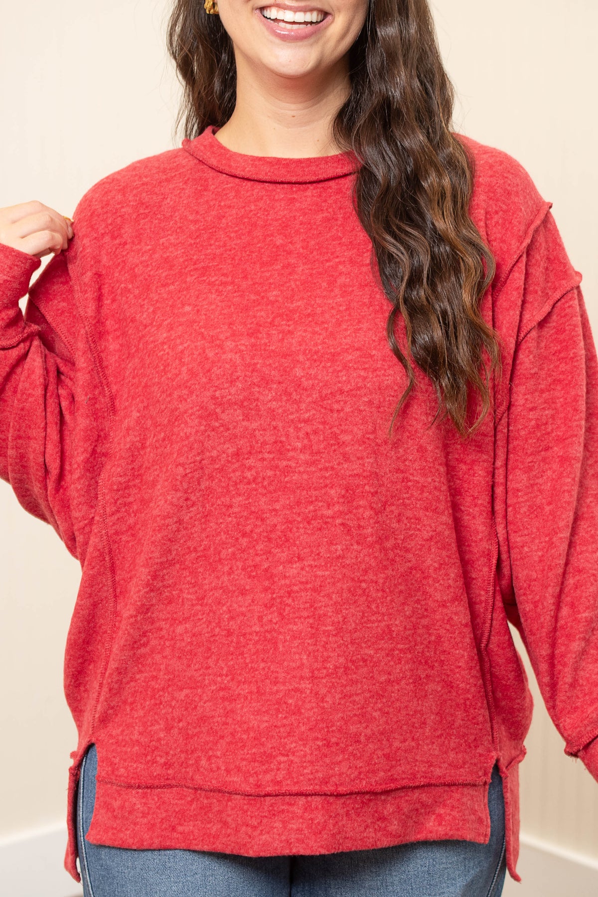 Dark red Cozy Crush oversized sweater