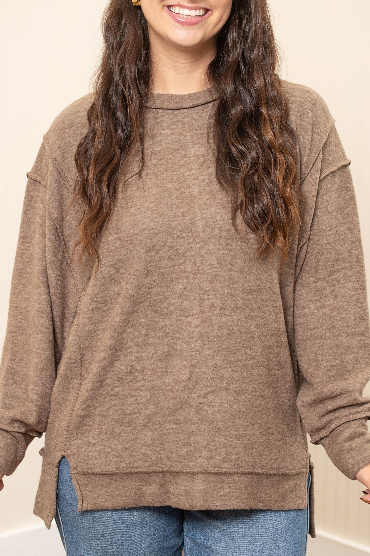 Mocha Cozy Crush oversized sweater