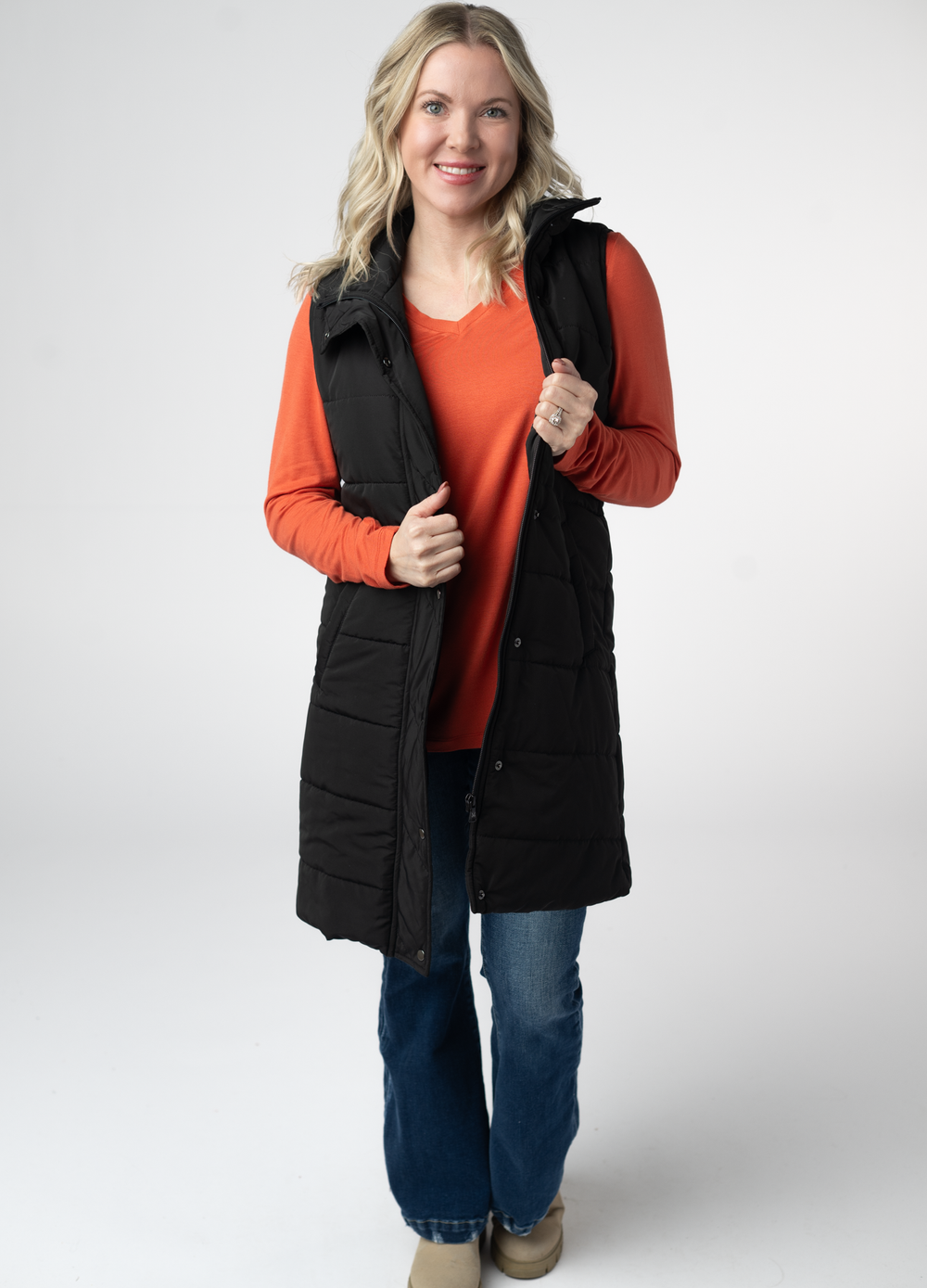 Harlow Long Vest - Black