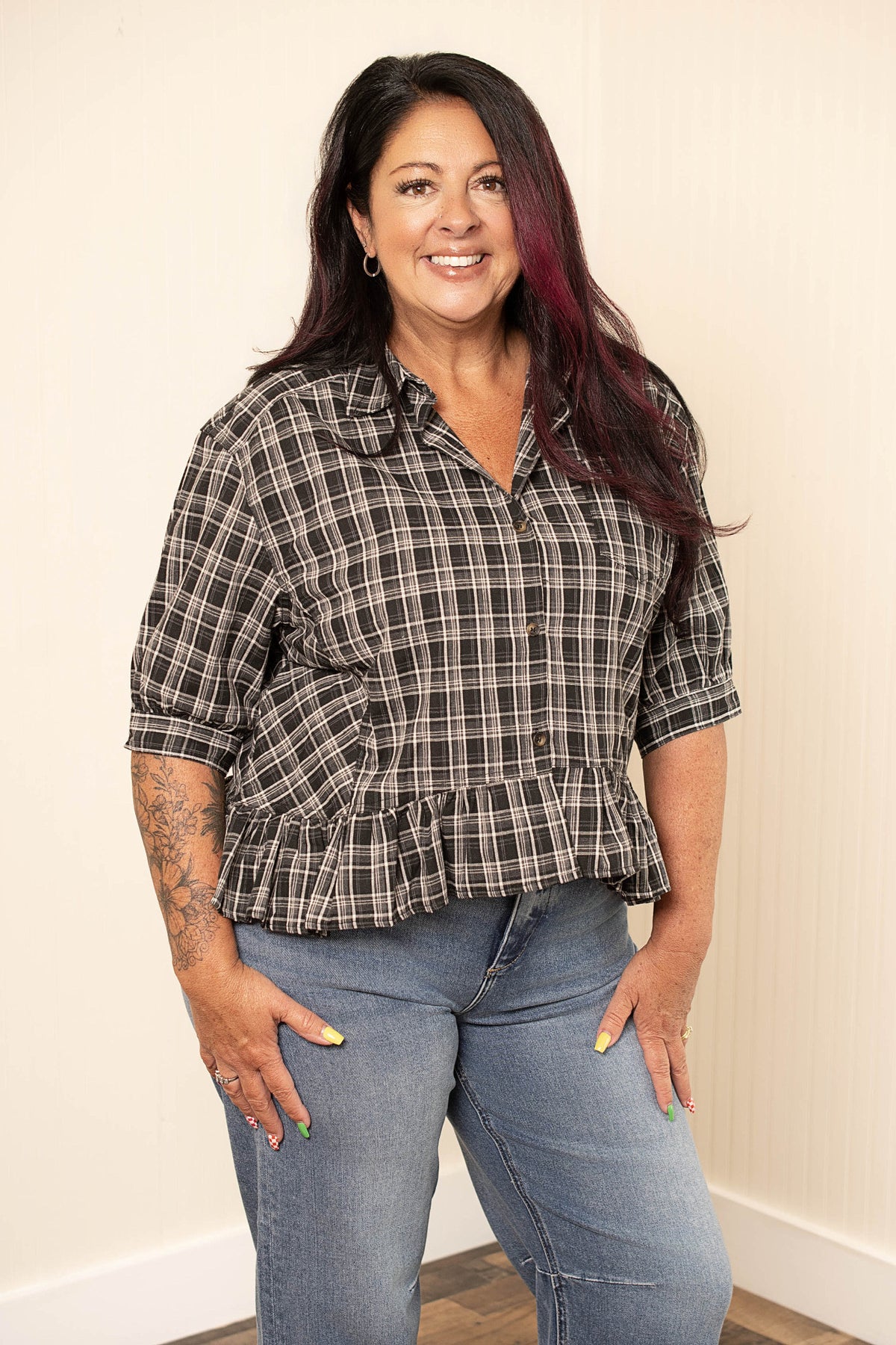 Weekend Wanderer Plaid Button Up-Multiple Colors