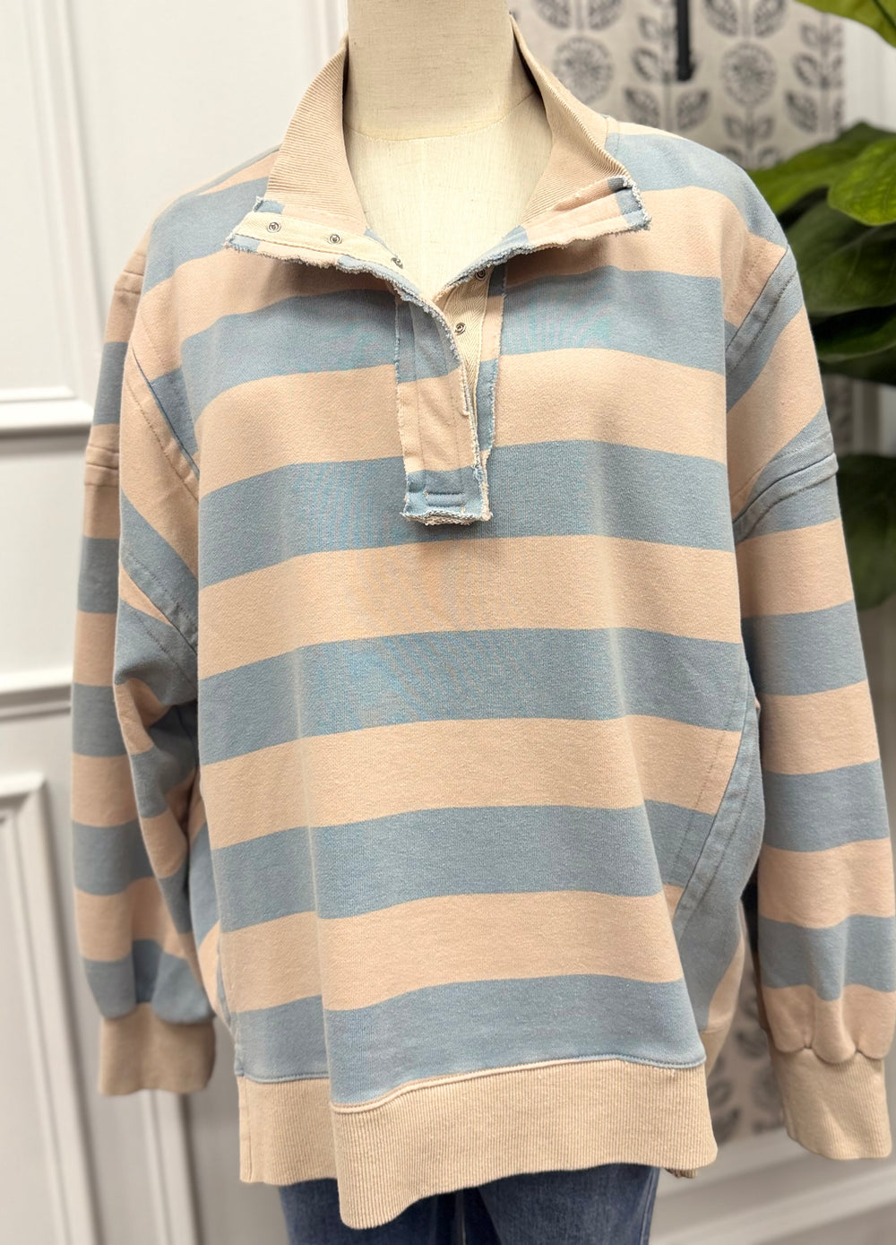 Wide Stripe Long Sleeve Top