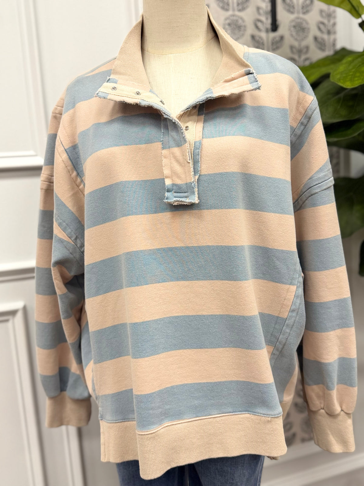 Wide Stripe Long Sleeve Top