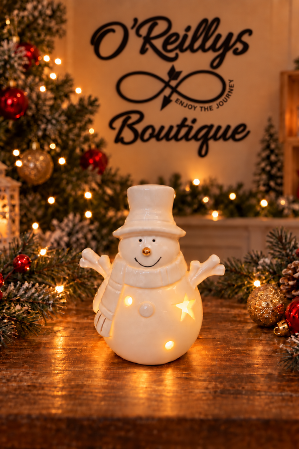 4" White LED Happy Snowman