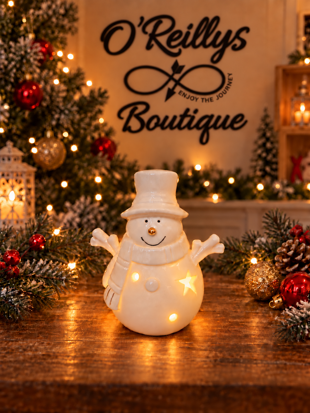 4" White LED Happy Snowman