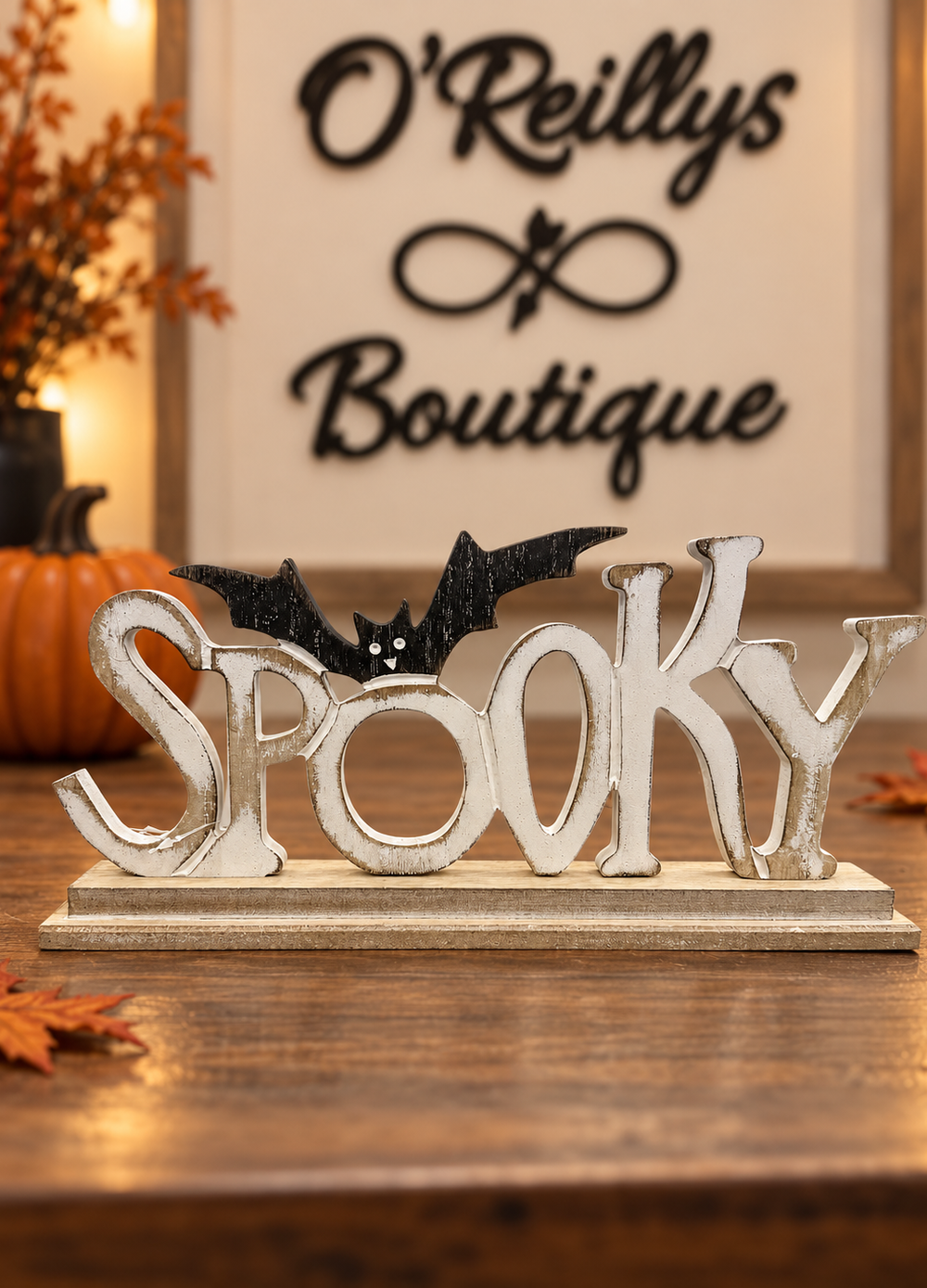Wood Halloween "Spooky" Tabletop Decor