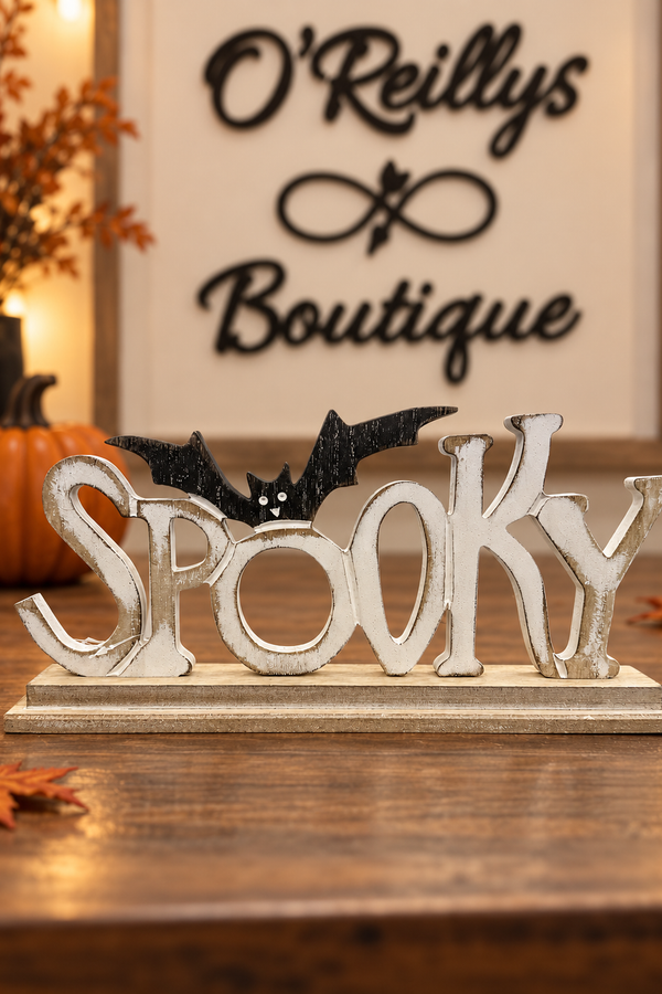 Wood Halloween "Spooky" Tabletop Decor