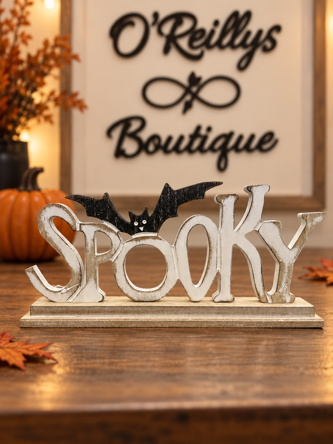 Wood Halloween "Spooky" Tabletop Decor