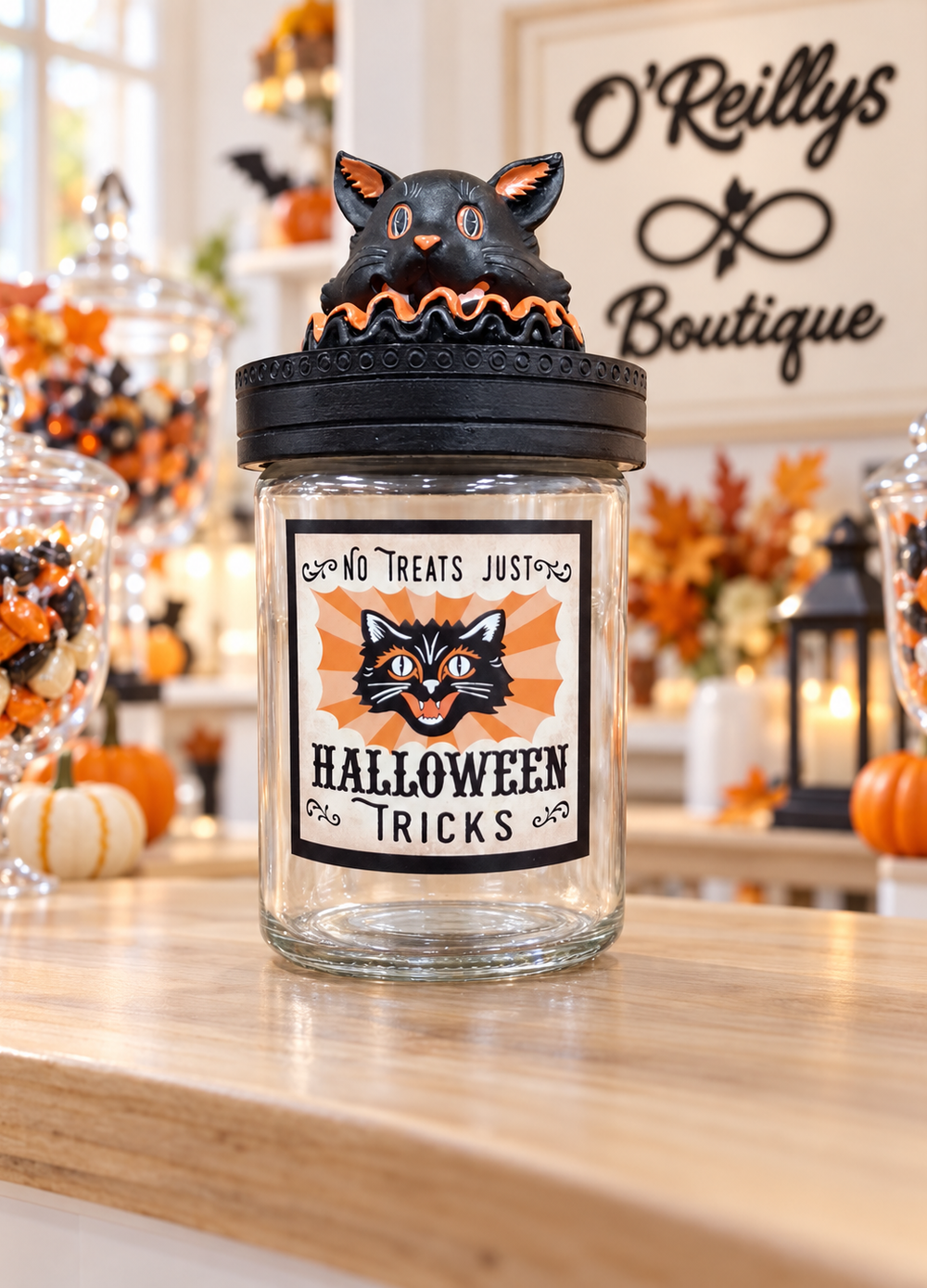 Resin & Glass Halloween Candy Jar - Multiple Designs