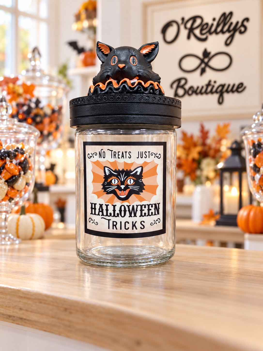 Resin & Glass Halloween Candy Jar - Multiple Designs