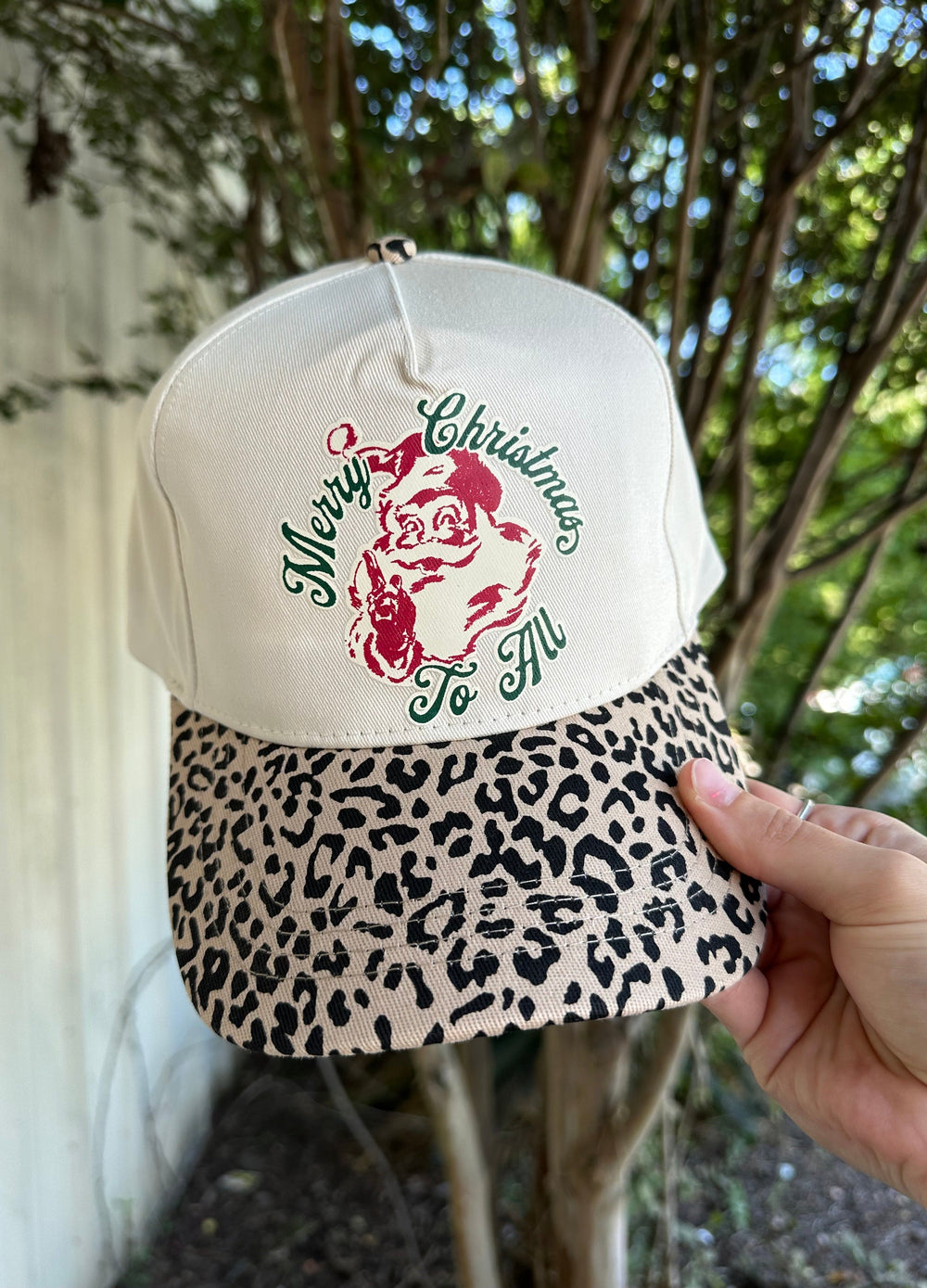PREORDER- Vintage Santa Leopard Canvas Trucker Hat
