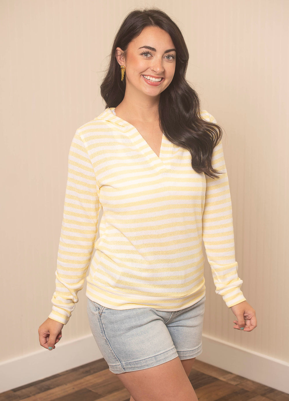 Amelia Striped Hoodie - Lemon