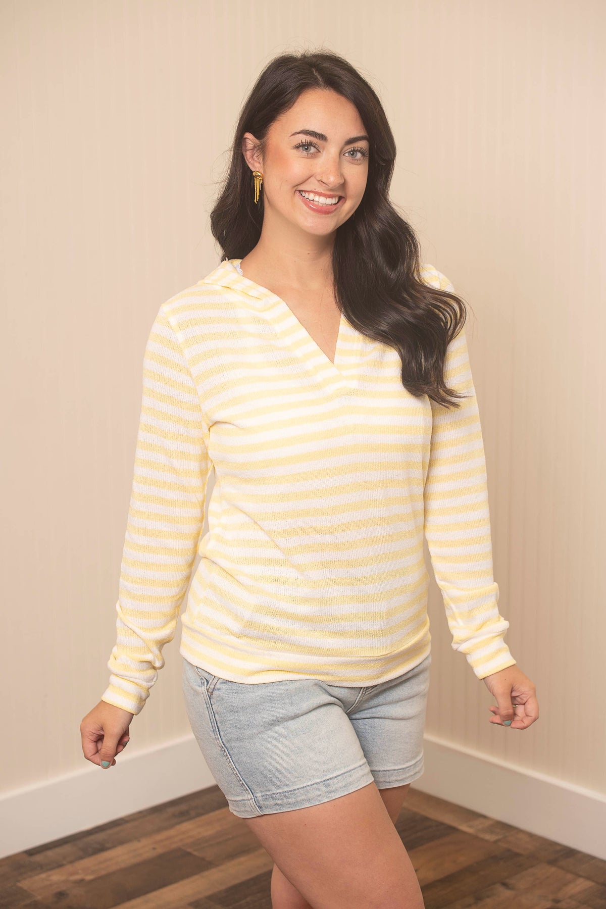 Amelia Striped Hoodie - Lemon