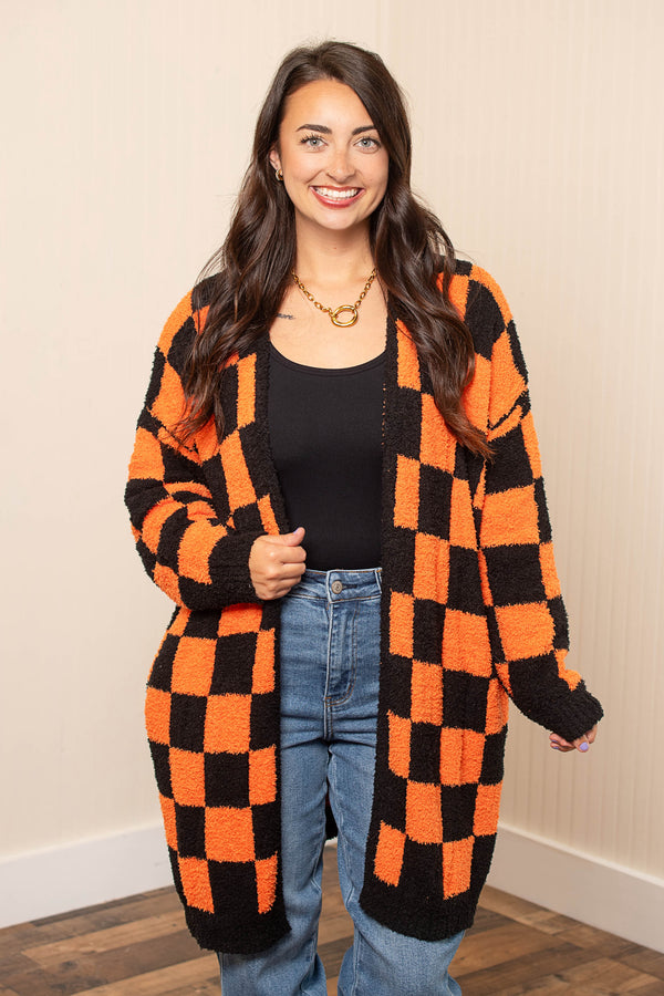 Spooky Season Checkered Cardigan