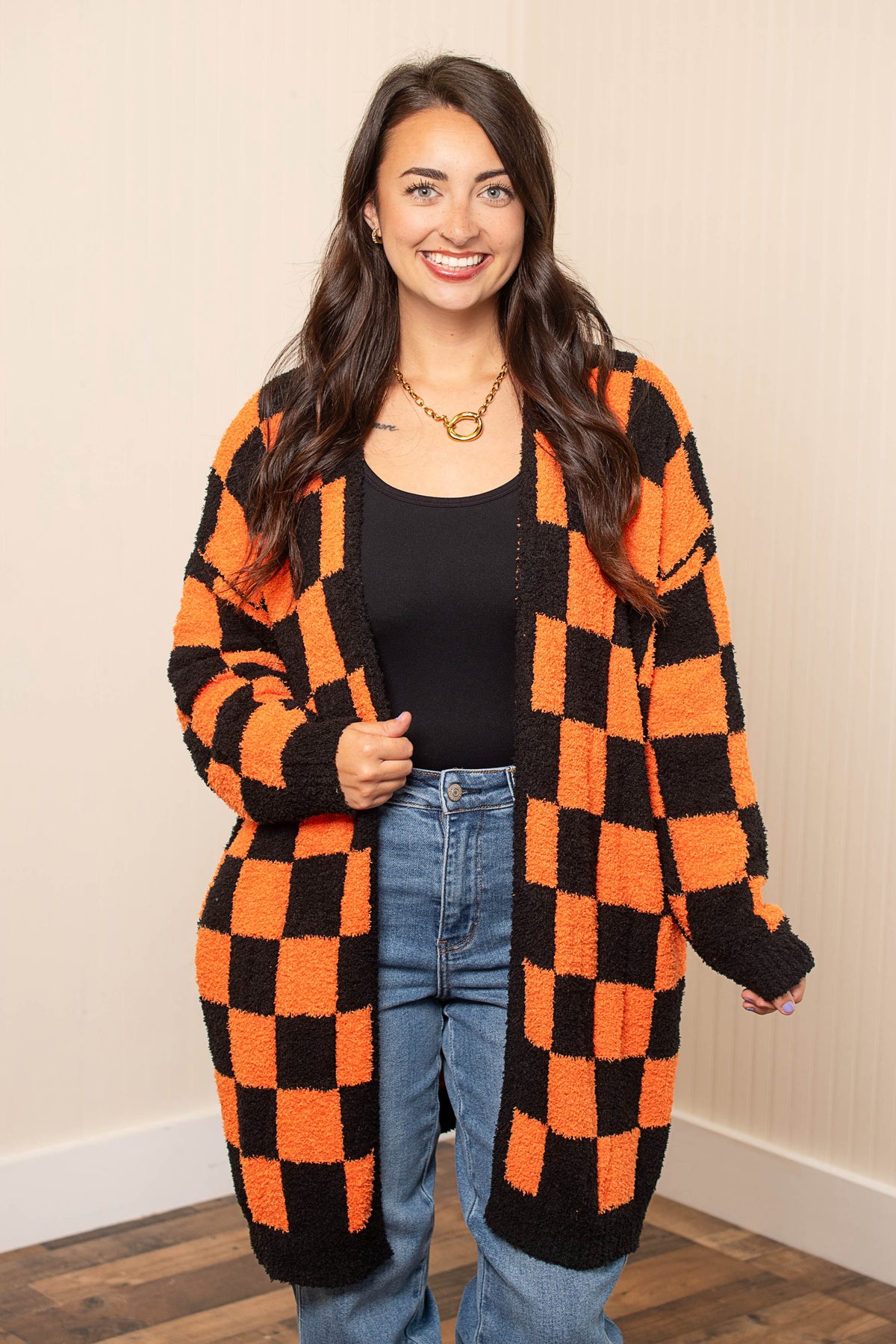 Spooky Season Checkered Cardigan