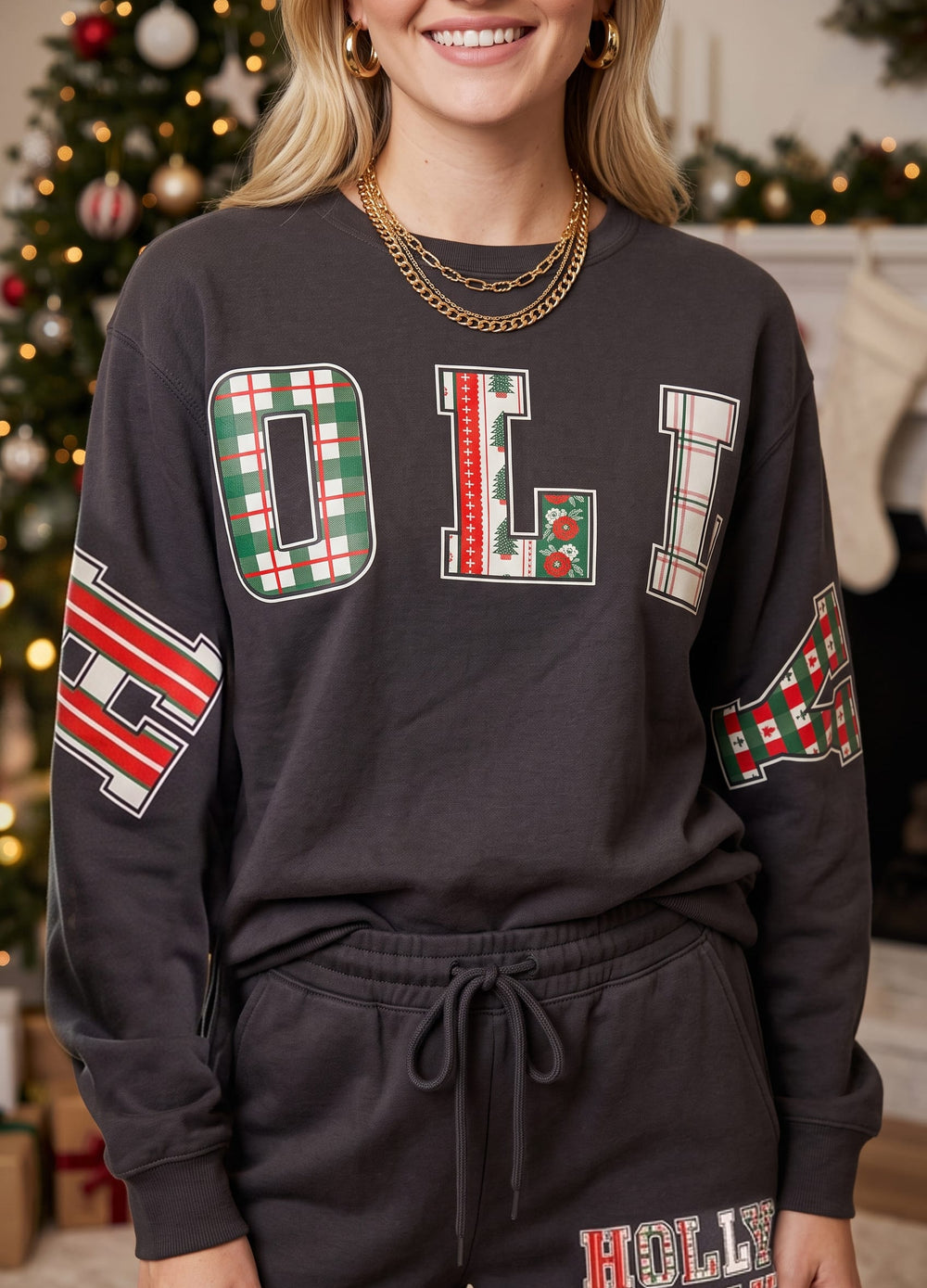 PREORDER- Holly Jolly Patch Charcoal Sweatshirt