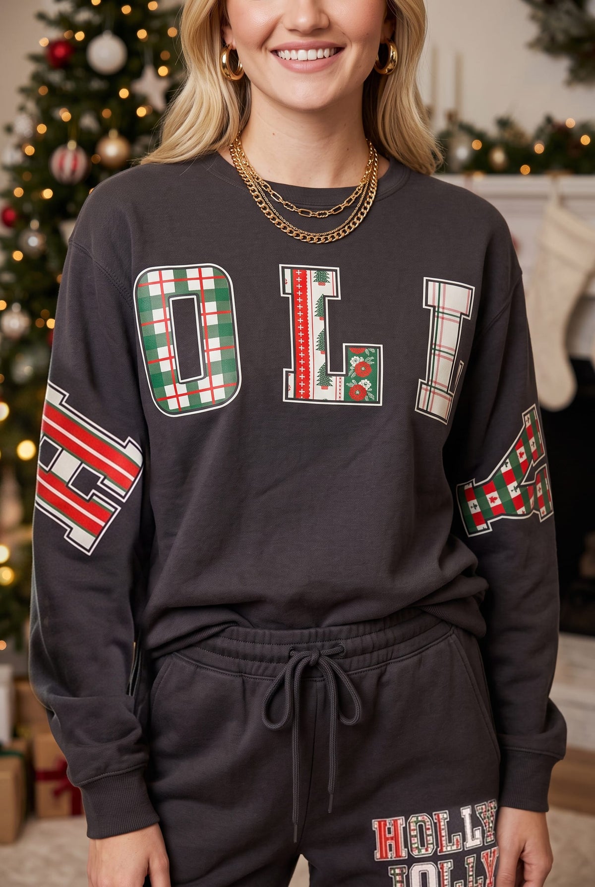 PREORDER- Holly Jolly Patch Charcoal Sweatshirt