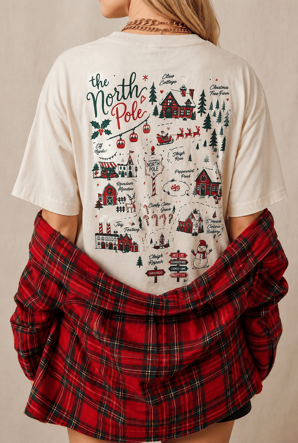 PREORDER- Take Me To The North Pole Ivory Mock Neck Tee