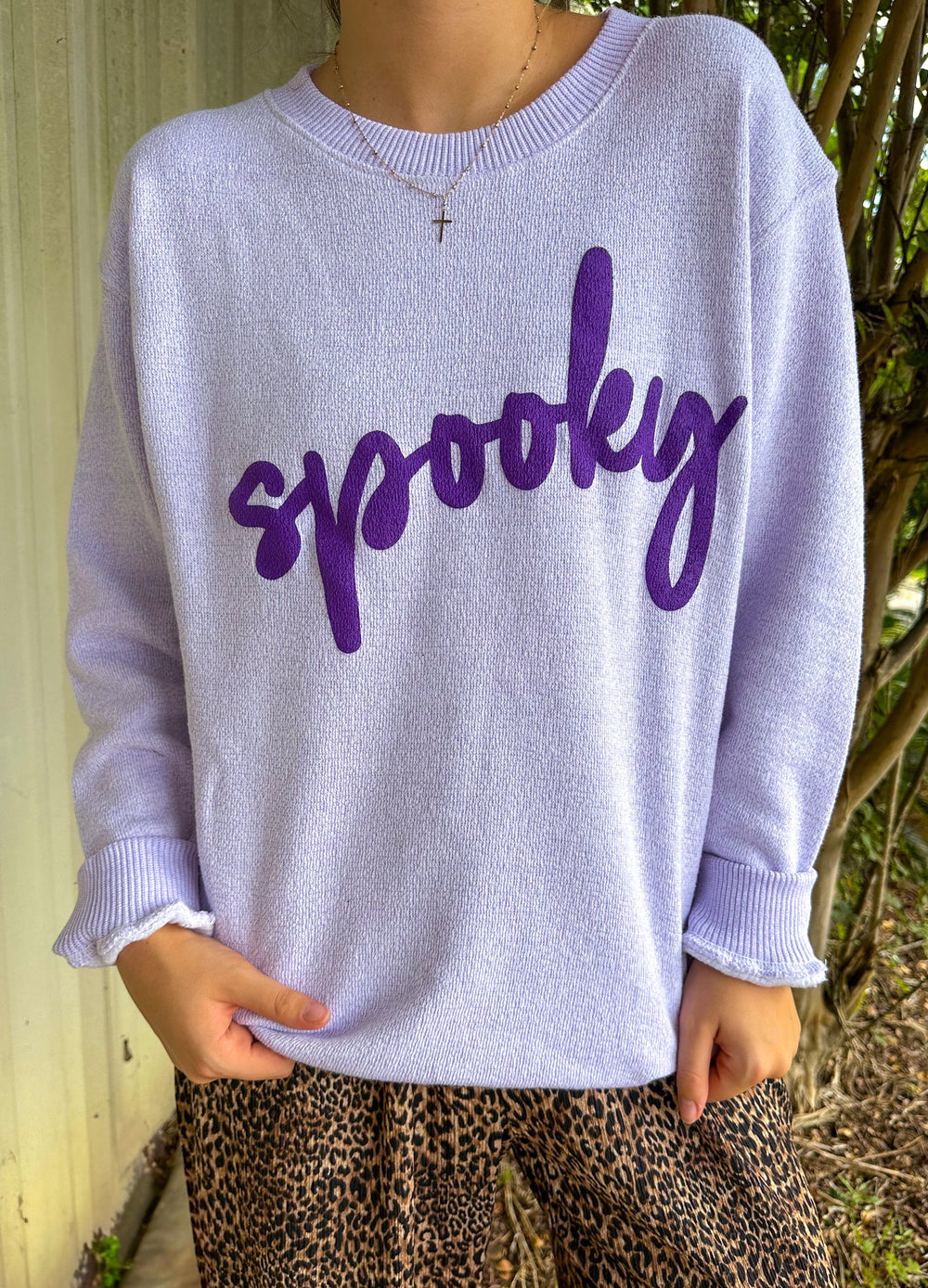 PREORDER- Spooky Light Purple Knit Sweatshirt