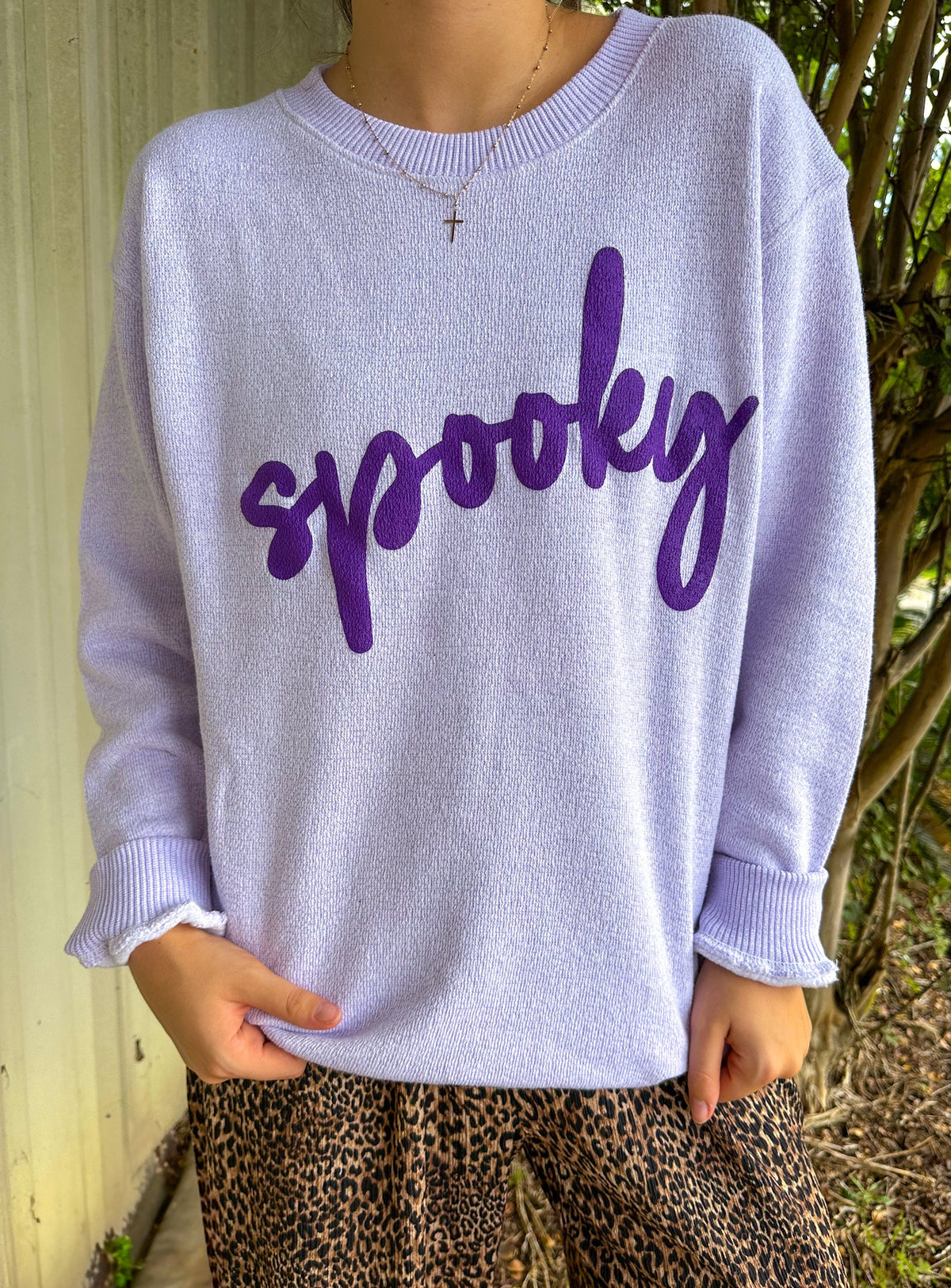 PREORDER- Spooky Light Purple Knit Sweatshirt
